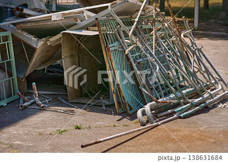 Waste.Rusty old trash garbage.A pile of scrap iron Waste.Rusty old trash garbage.A pile of scrap iron 138631684
