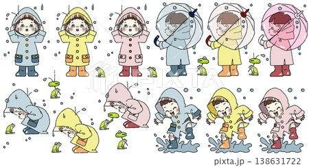 パステルカラーのレインコートを着て雨の中楽しむ刈り上げヘアの可愛い男の子 PNG 背景透過 パステルカラーのレインコートを着て雨の中楽しむ刈り上げヘアの可愛い男の子 PNG 背景透過 138631722