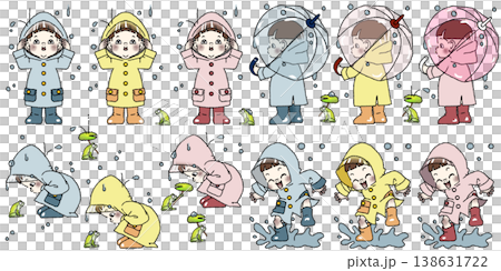 パステルカラーのレインコートを着て雨の中楽しむ刈り上げヘアの可愛い男の子 PNG 背景透過 パステルカラーのレインコートを着て雨の中楽しむ刈り上げヘアの可愛い男の子 PNG 背景透過 138631722