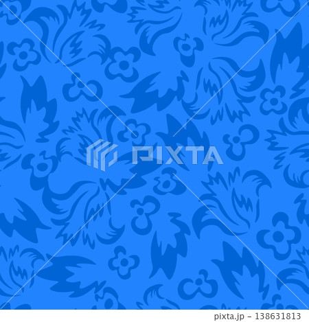 Seamless blooming floral pattern based on hand drawn art ornaments. Colorful flowers on color background. Vector illustration. Simple minimalistic pattern for fabric, textile 138631813