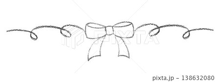 Chalk coquette bow on ribbon. Hand drawn vector illustration isolated on white background for design template wedding, Birthday, Christmas decoration or discount, sale. EPS10 Chalk coquette bow on ribbon. Hand drawn vector illustration isolated on white background for design template wedding, Birthday, Christmas decoration or discount, sale. EPS10 138632080