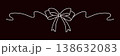 Hand drawn girly coquette bow ribbon banner. Editable stroke line. Vector stock illustration isolated on black background for design template birthday, wedding, Christmas card, invitation, sale. 138632083