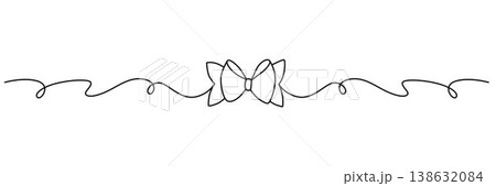 Hand drawn girly coquette bow ribbon banner. Editable stroke line. Vector stock illustration isolated on white background for design template birthday, wedding, Christmas card, invitation, sale. Hand drawn girly coquette bow ribbon banner. Editable stroke line. Vector stock illustration isolated on white background for design template birthday, wedding, Christmas card, invitation, sale. 138632084