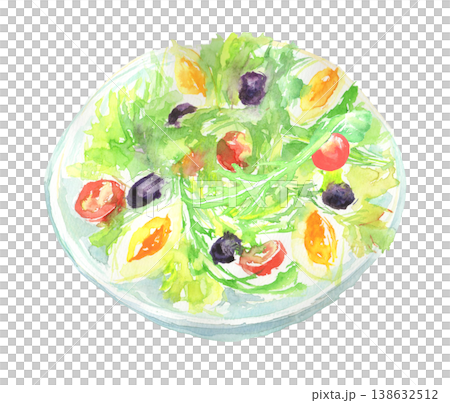 新鮮なサラダの水彩イラスト 138632512