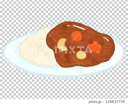 水彩風格的兒童咖哩飯插圖(咖啡館菜單上的菜餚) 水彩風格的兒童咖哩飯插圖(咖啡館菜單上的菜餚) 138632739