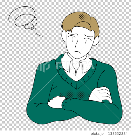 腕組みで悩むビジネスカジュアルの男性 138632884