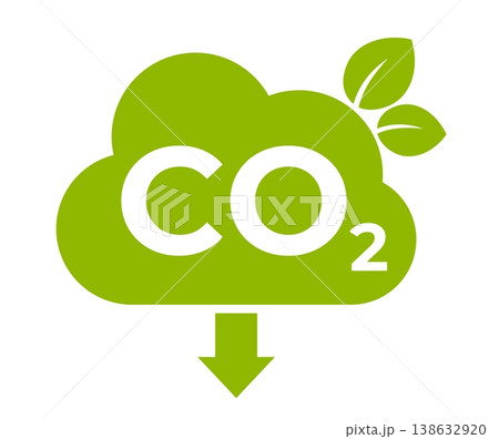 CO2 neutral icon with green labels representing carbon emission reduction and sustainability concepts, designed in a clean modern style for environmental branding, corporate responsibility, and eco CO2 neutral icon with green labels representing carbon emission reduction and sustainability concepts, designed in a clean modern style for environmental branding, corporate responsibility, and eco 138632920