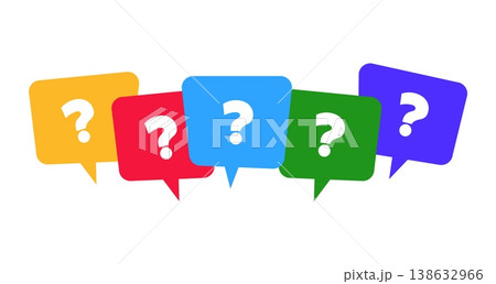 Set of question message marks designed in a clean flat style, featuring symbols for FAQ, inquiry, support, and discussion concepts, suitable for help centers, customer service interfaces, chat Set of question message marks designed in a clean flat style, featuring symbols for FAQ, inquiry, support, and discussion concepts, suitable for help centers, customer service interfaces, chat 138632966