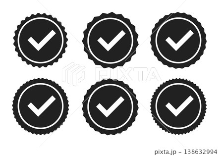 Approved or certified medal icon set in flat trendy style, color editable vector icons for quality assurance, verification, trust badges, business branding, websites, apps, and marketing materials 138632994