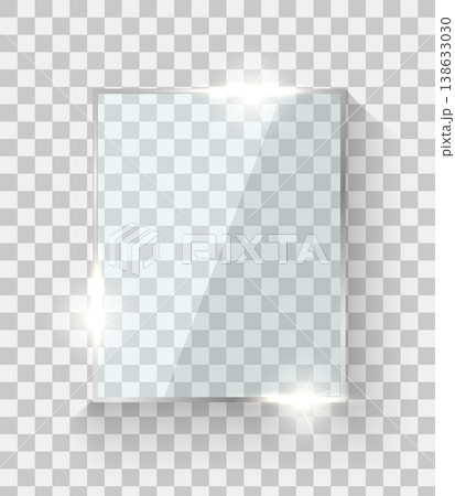 Glass frame isolated on transparent background, realistic transparent border with glossy reflection effect for modern branding, presentations, posters, packaging, and elegant graphic design projects 138633030