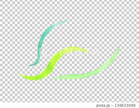 爽やかなそよ風のイメージ(シンプル・緑色) 手描き水彩イラスト素材 爽やかなそよ風のイメージ(シンプル・緑色) 手描き水彩イラスト素材 138633098