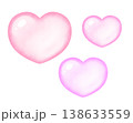 ピンク系 透明感のあるぷっくりハートの三個セット 138633559