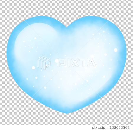 透明感のある青色のハートのイラスト 138633562