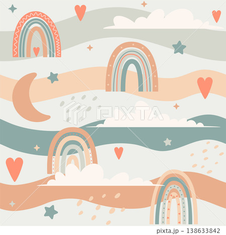 pastel colored boho seamless pattern pastel colored boho seamless pattern 138633842