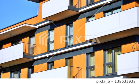 Apartments in residential complex. Housing structure at modern house. Architecture for property investment. and architecture details. Urban abstract - windows of apartment building. Apartments in residential complex. Housing structure at modern house. Architecture for property investment. and architecture details. Urban abstract - windows of apartment building. 138633938