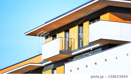 Apartments in residential complex. Housing structure at modern house.  Architecture for property investment. and architecture details. Urban abstract - windows of apartment building. 138633954