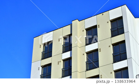 Apartments in residential complex. Housing structure at modern house.  Architecture for property investment. and architecture details. Urban abstract - windows of apartment building. 138633964