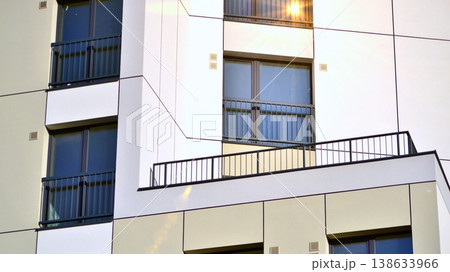 Apartments in residential complex. Housing structure at modern house.  Architecture for property investment. and architecture details. Urban abstract - windows of apartment building. 138633966