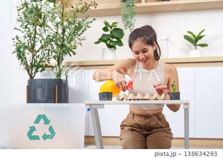 Sustainable gardening and recycling practices 138634293