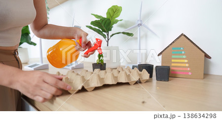 Eco-friendly gardening with recycled materials Eco-friendly gardening with recycled materials 138634298