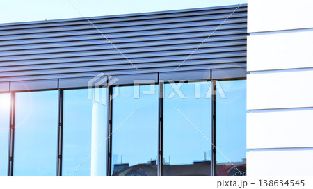 Empty new constructed automobile dealership. The building contains a sales room, offices, service and parts warehouse.  138634545