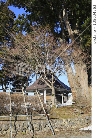 新潟県柏崎市 荻野島松尾神社の社と二本杉 新潟県柏崎市 荻野島松尾神社の社と二本杉 138634563