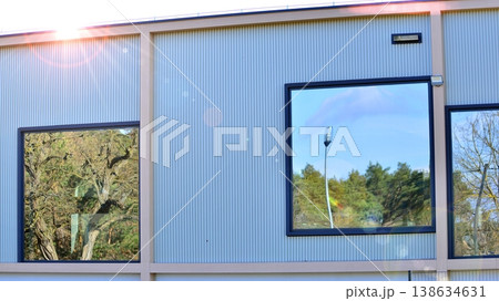 A rooms made of glass and metal for shops or offices. Construction industry. Rental property. 138634631