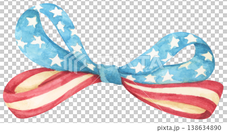 American Flag Bow Watercolor Illustration American Flag Bow Watercolor Illustration 138634890