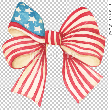American Flag Bow Watercolor Illustration American Flag Bow Watercolor Illustration 138634901