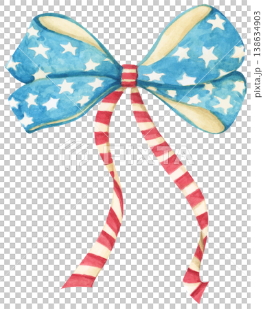 American Flag Bow Watercolor Illustration American Flag Bow Watercolor Illustration 138634903