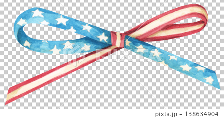 American Flag Bow Watercolor Illustration American Flag Bow Watercolor Illustration 138634904