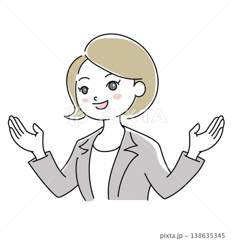 ビジネス女性笑顔イラスト1-5 ビジネス女性笑顔イラスト1-5 138635345