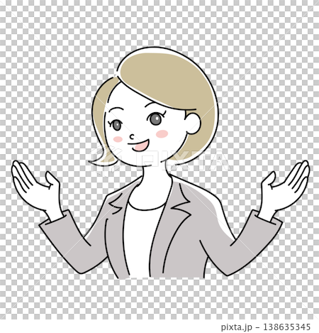 ビジネス女性笑顔イラスト1-5 ビジネス女性笑顔イラスト1-5 138635345