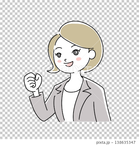 ビジネス女性笑顔イラスト1-7 ビジネス女性笑顔イラスト1-7 138635347