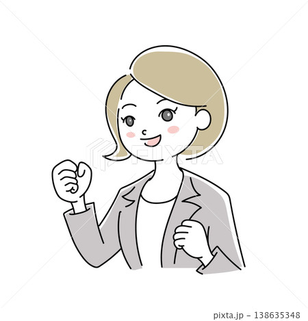 ビジネス女性笑顔イラスト1-8 138635348