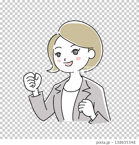 ビジネス女性笑顔イラスト1-8 138635348