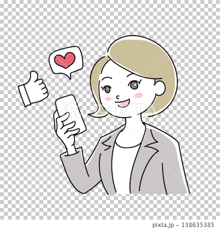 ビジネス女性笑顔イラスト1-12 ビジネス女性笑顔イラスト1-12 138635385