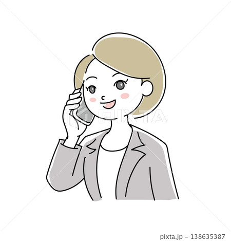 ビジネス女性笑顔イラスト1-14 138635387