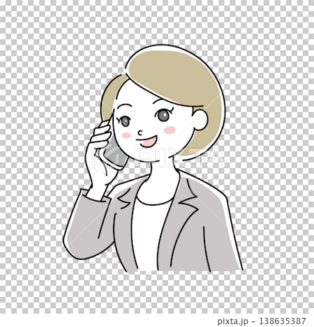 ビジネス女性笑顔イラスト1-14 138635387