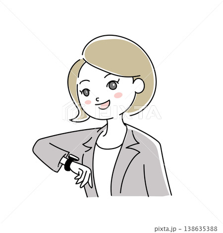 ビジネス女性笑顔イラスト1-15 138635388