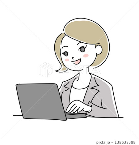 ビジネス女性笑顔イラスト1-16 138635389