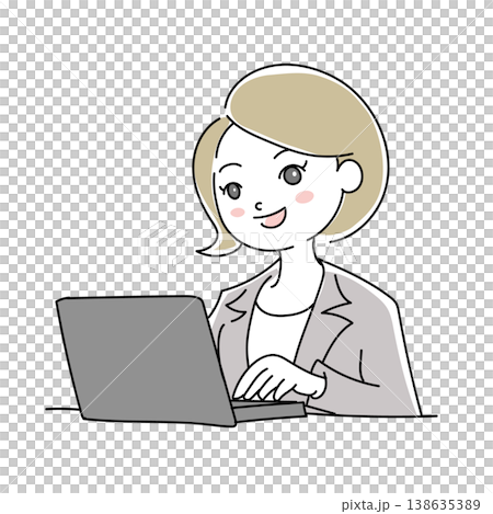 ビジネス女性笑顔イラスト1-16 138635389