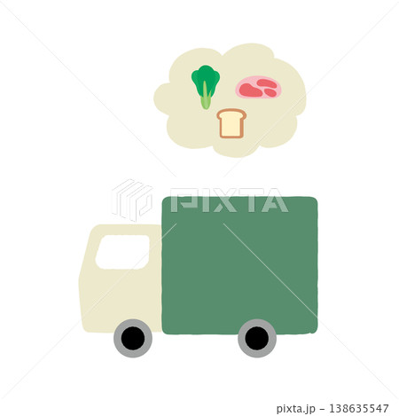 食材宅配トラックのベクターイラスト 138635547