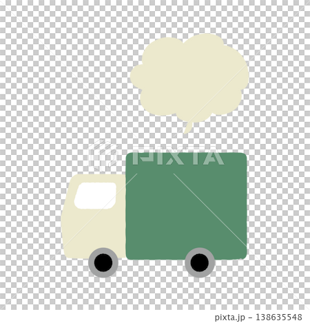 Hand-drawn illustration of a delivery truck with a speech bubble. 138635548