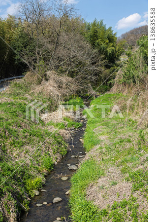 利根川河川敷公園を流れる小川 群馬県渋川市 利根川河川敷公園を流れる小川 群馬県渋川市 138635588