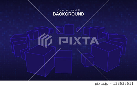 Abstract vector cube for 3d geometric design element and background technology block. Concept blue box for illustration network business and digital futuristic big data. Abstract ai blockchain. Abstract vector cube for 3d geometric design element and background technology block. Concept blue box for illustration network business and digital futuristic big data. Abstract ai blockchain. 138635611