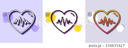 Heartbeat line icon. Halftone dotted pattern. Gradient icon with grain shadow. Heart pulse sign. Medical ekg symbol. Line heartbeat icon. Various designs. Vector Heartbeat line icon. Halftone dotted pattern. Gradient icon with grain shadow. Heart pulse sign. Medical ekg symbol. Line heartbeat icon. Various designs. Vector 138635827