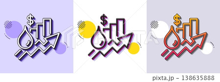 Rise price line icon. Halftone dotted pattern. Gradient icon with grain shadow. Petrol excise duty sign. Tax rate symbol. Line rise price icon. Various designs. Vector Rise price line icon. Halftone dotted pattern. Gradient icon with grain shadow. Petrol excise duty sign. Tax rate symbol. Line rise price icon. Various designs. Vector 138635888