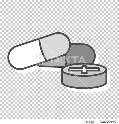 Colorful pill vector illustration in black and white Colorful pill vector illustration in black and white 138635945