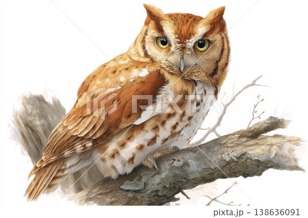 Majestic owl perched on a branch showcasing stunning detailing with a beautiful blend of orange and white feathers inspiring nature lovers and wildlife enthusiasts. Generative AI Majestic owl perched on a branch showcasing stunning detailing with a beautiful blend of orange and white feathers inspiring nature lovers and wildlife enthusiasts. Generative AI 138636091